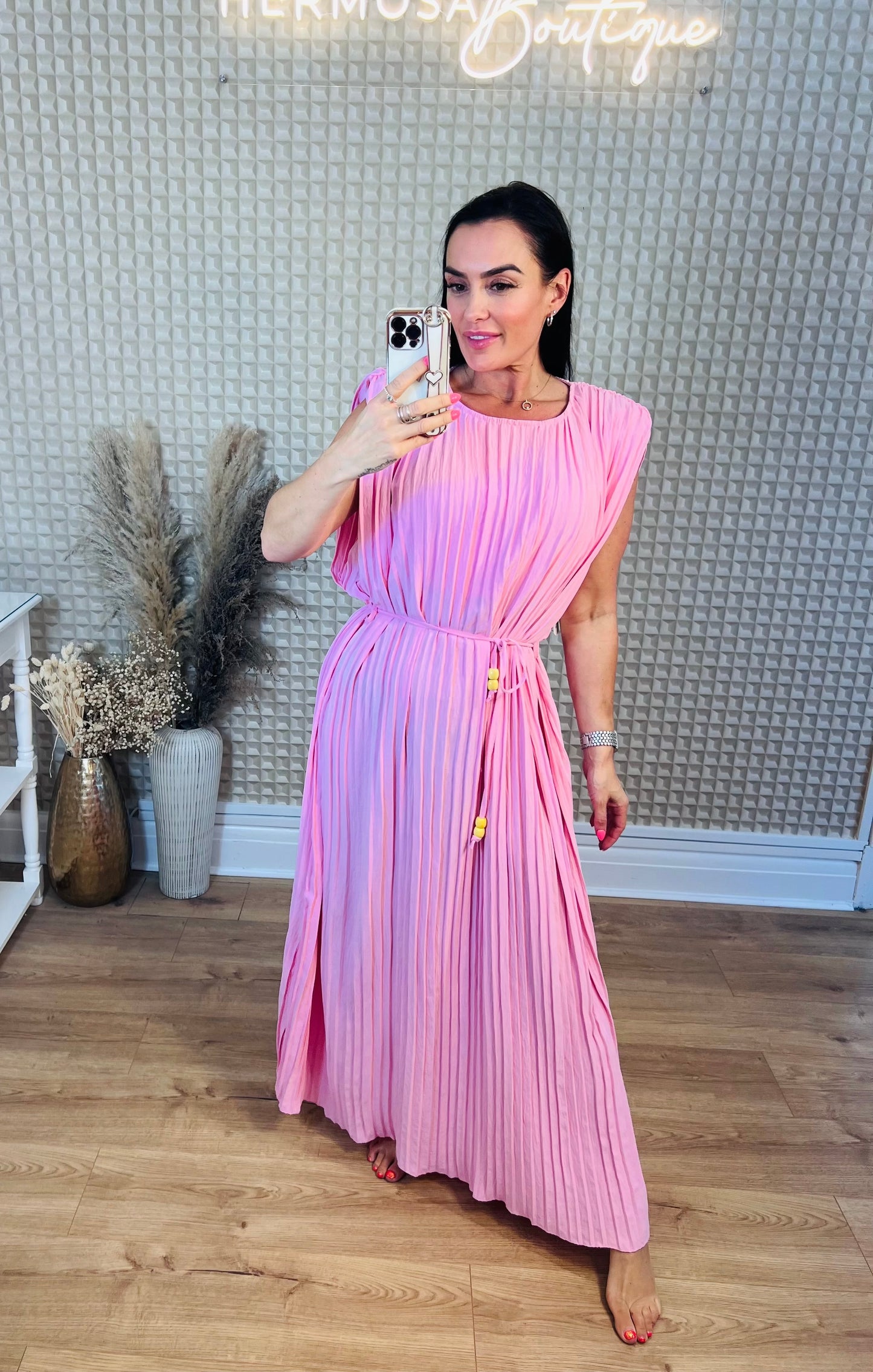 Pink Pleated Dress