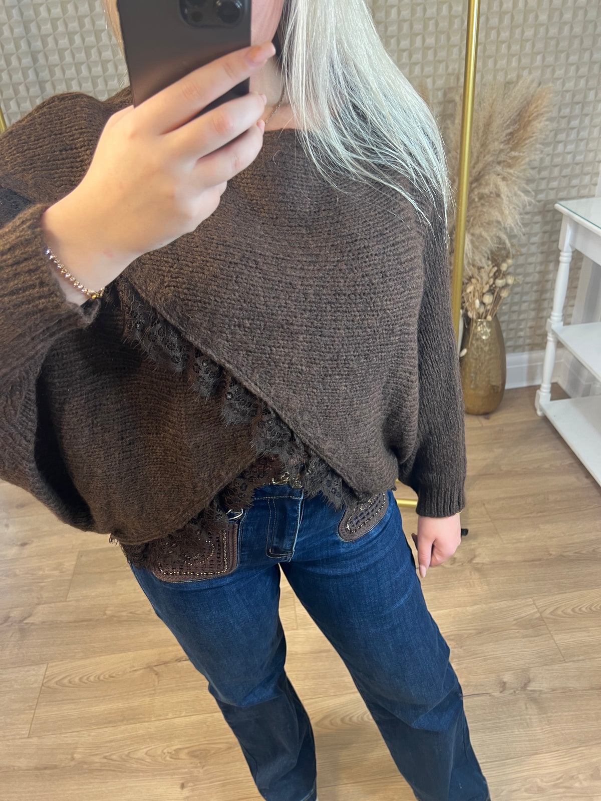 Lace Frill Crossover Top