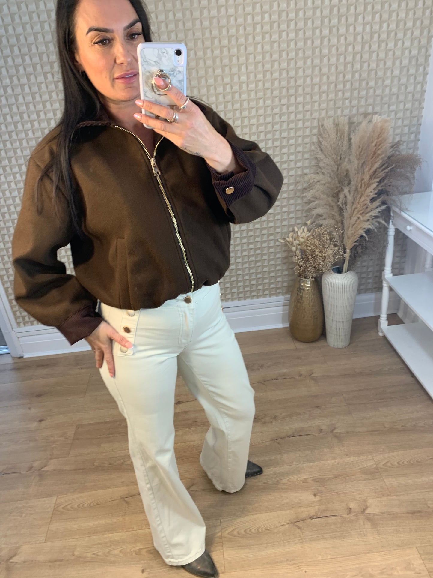 Brown Collared Bomber Jacket