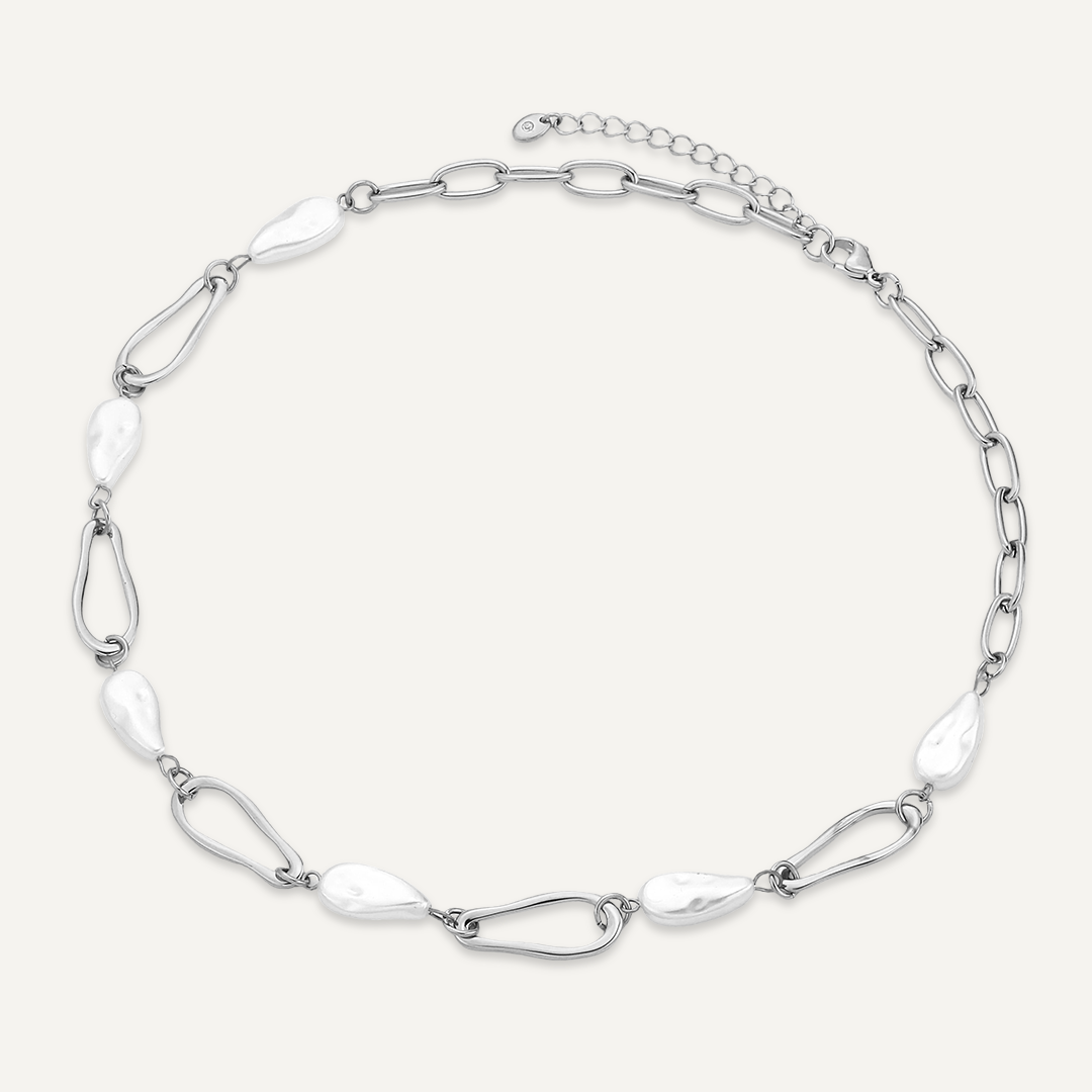Pearl & Silver Link Necklace