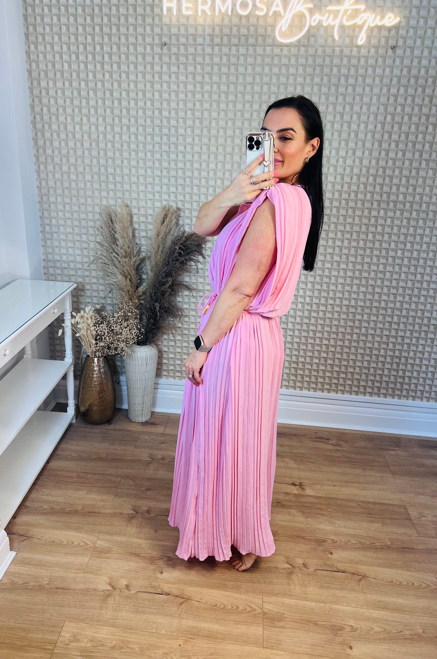 Pink Pleated Dress