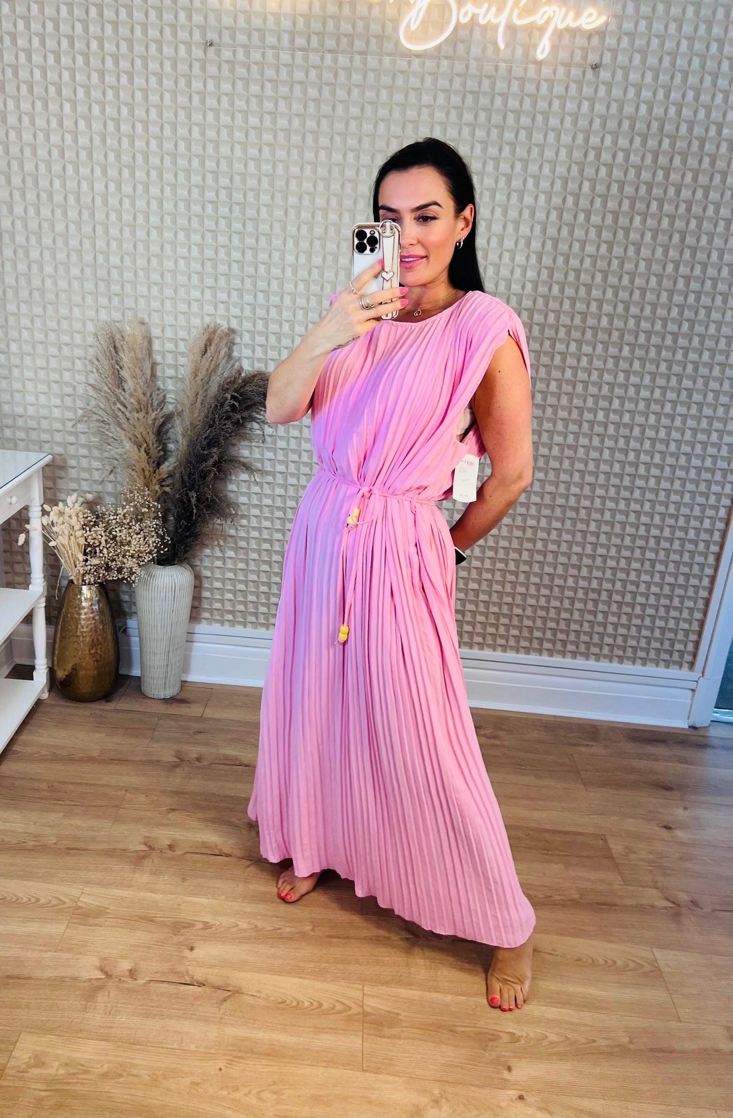 Pink Pleated Dress