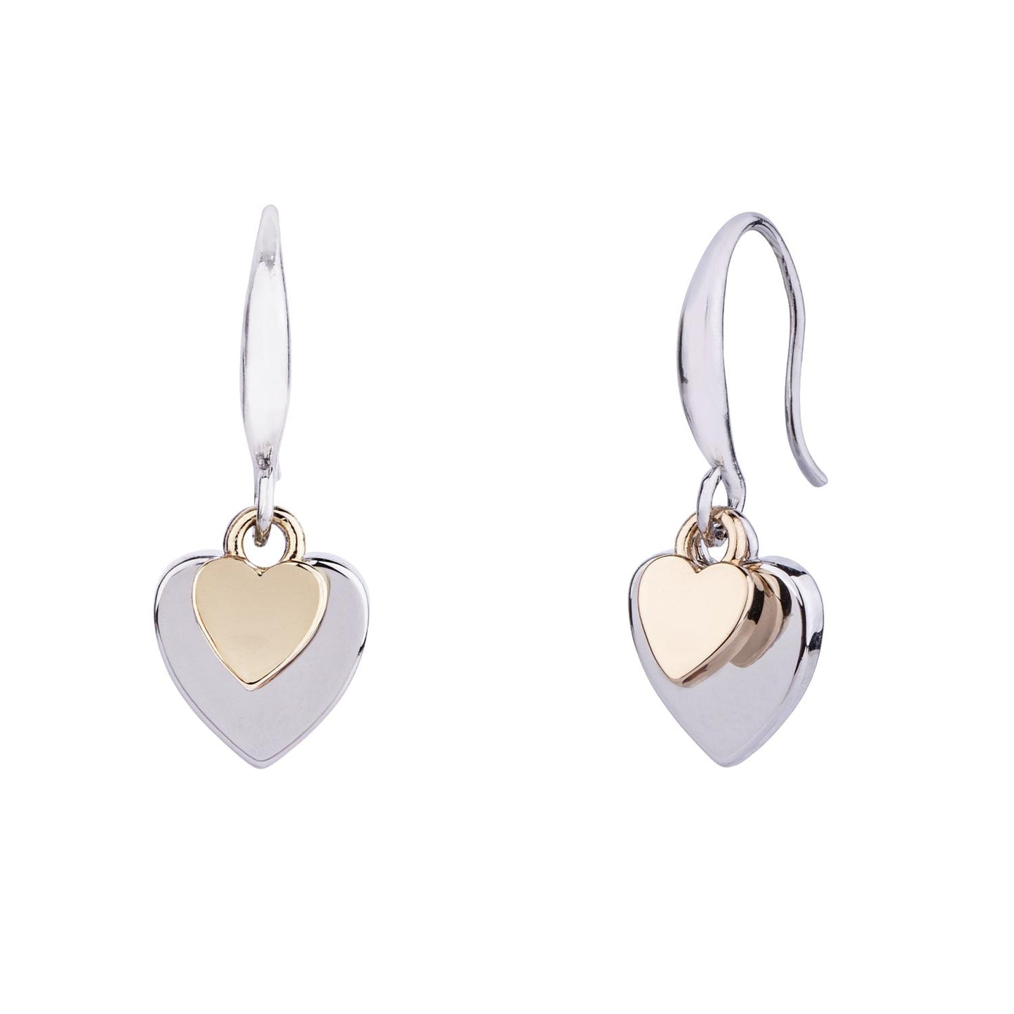 Double heart drop earrings