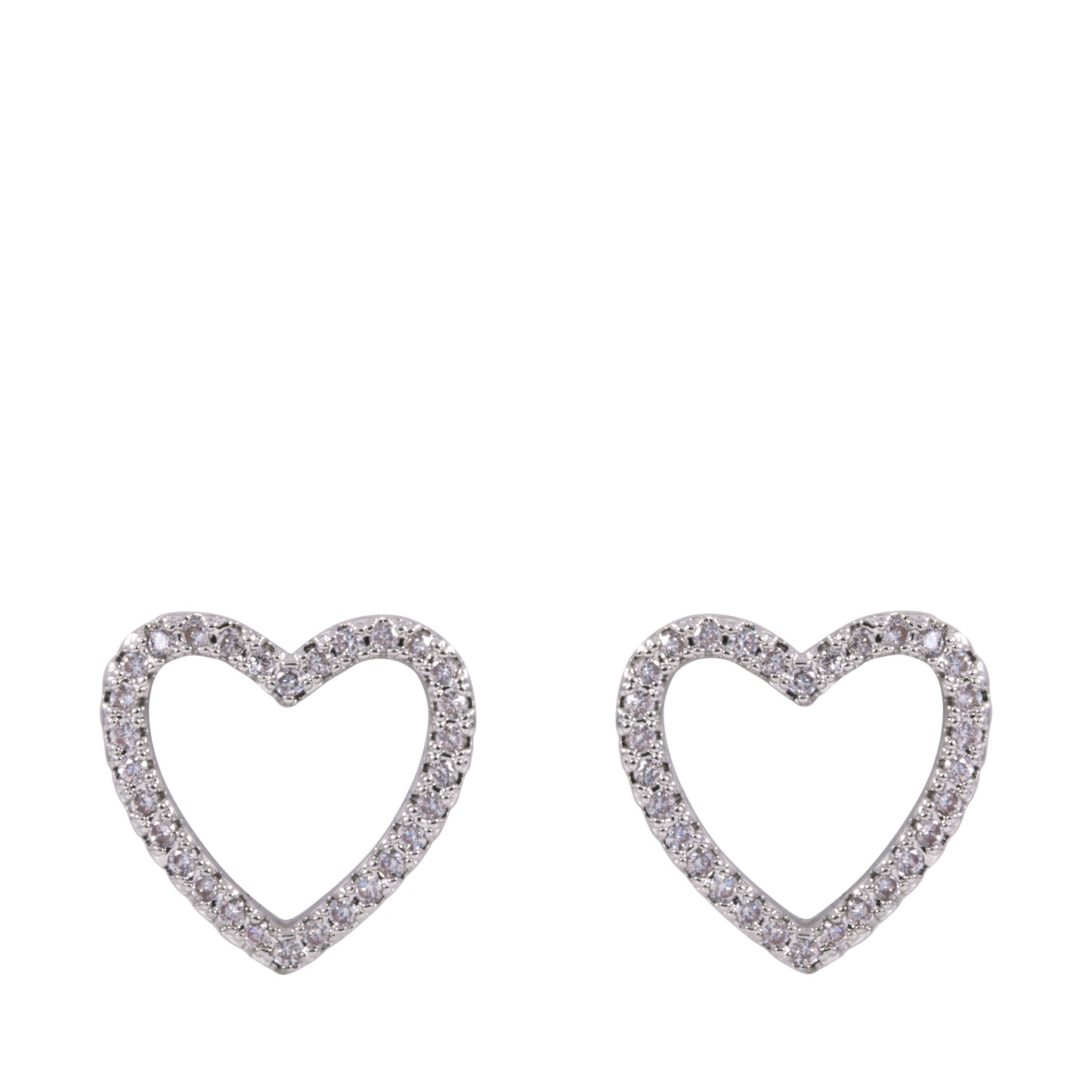 Diamond Silver Heart Earrings