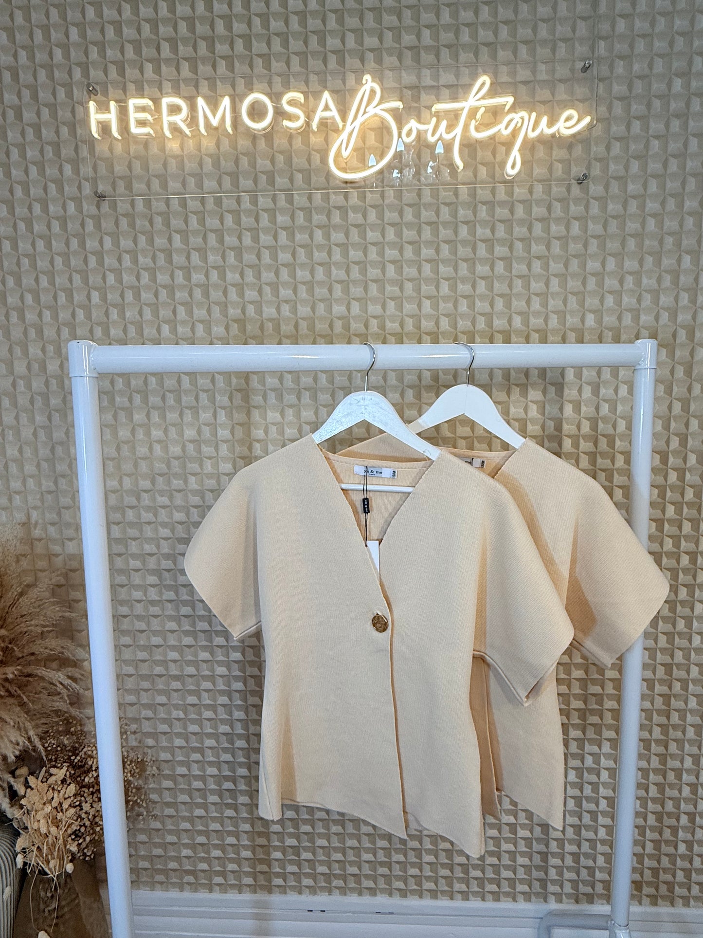 You & Me Cream Gold Button Top