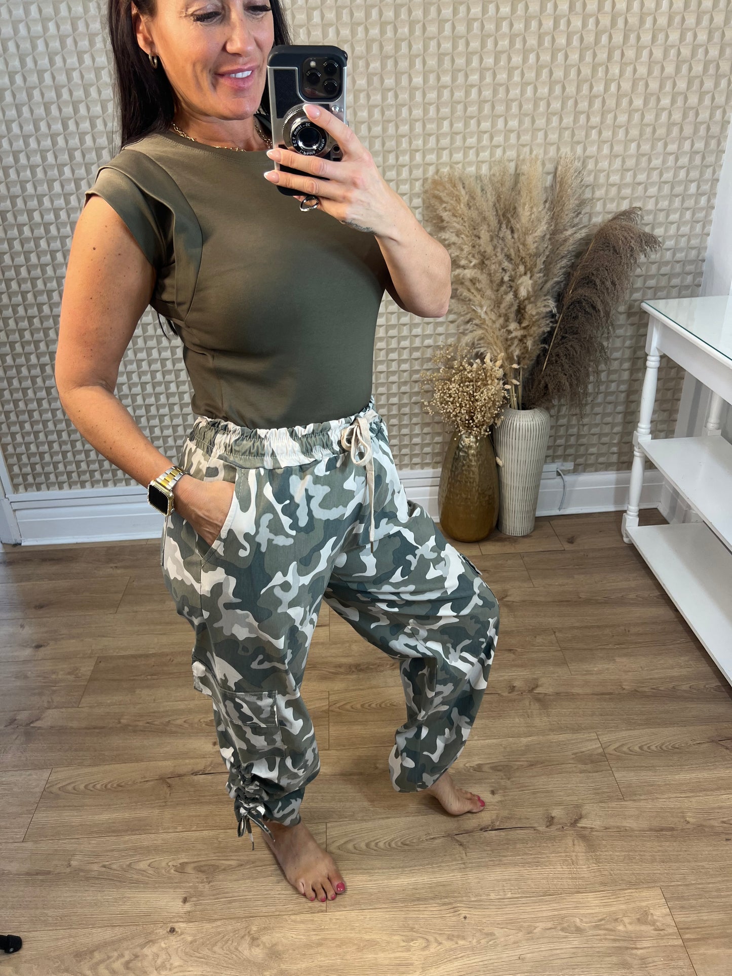 Cargo Camo Ruched Trouser