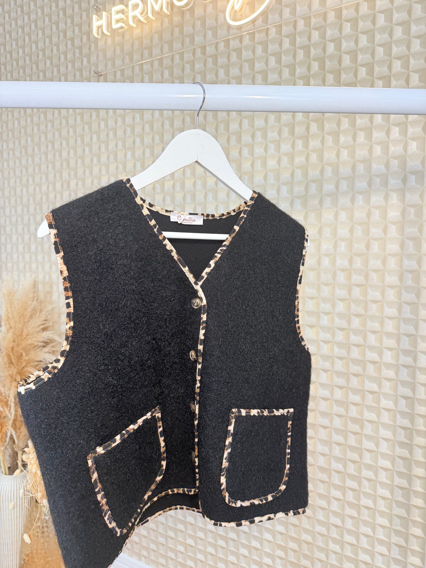 Leopard Trim Waistcoat
