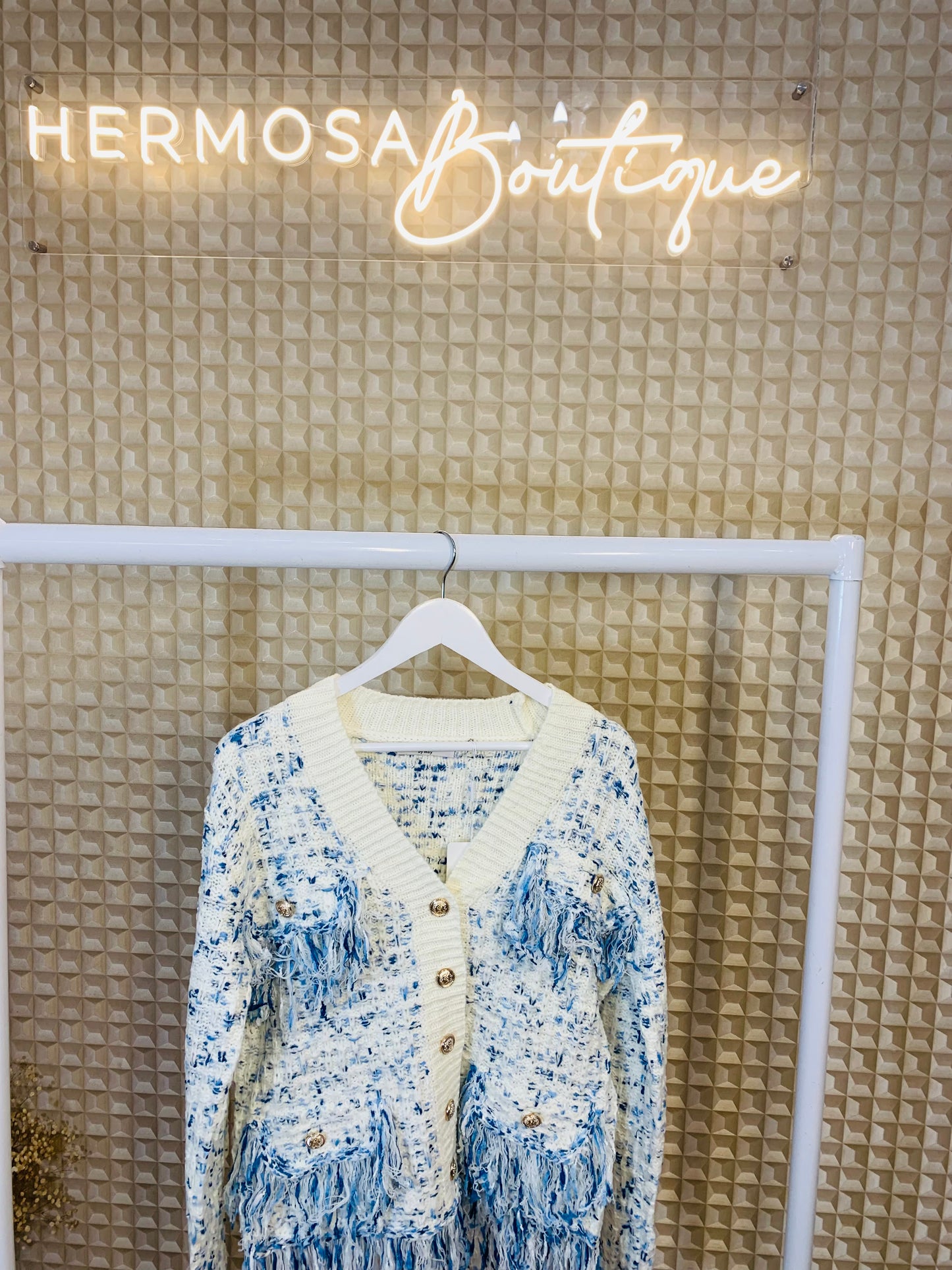 Gold Crested Button Cardigan