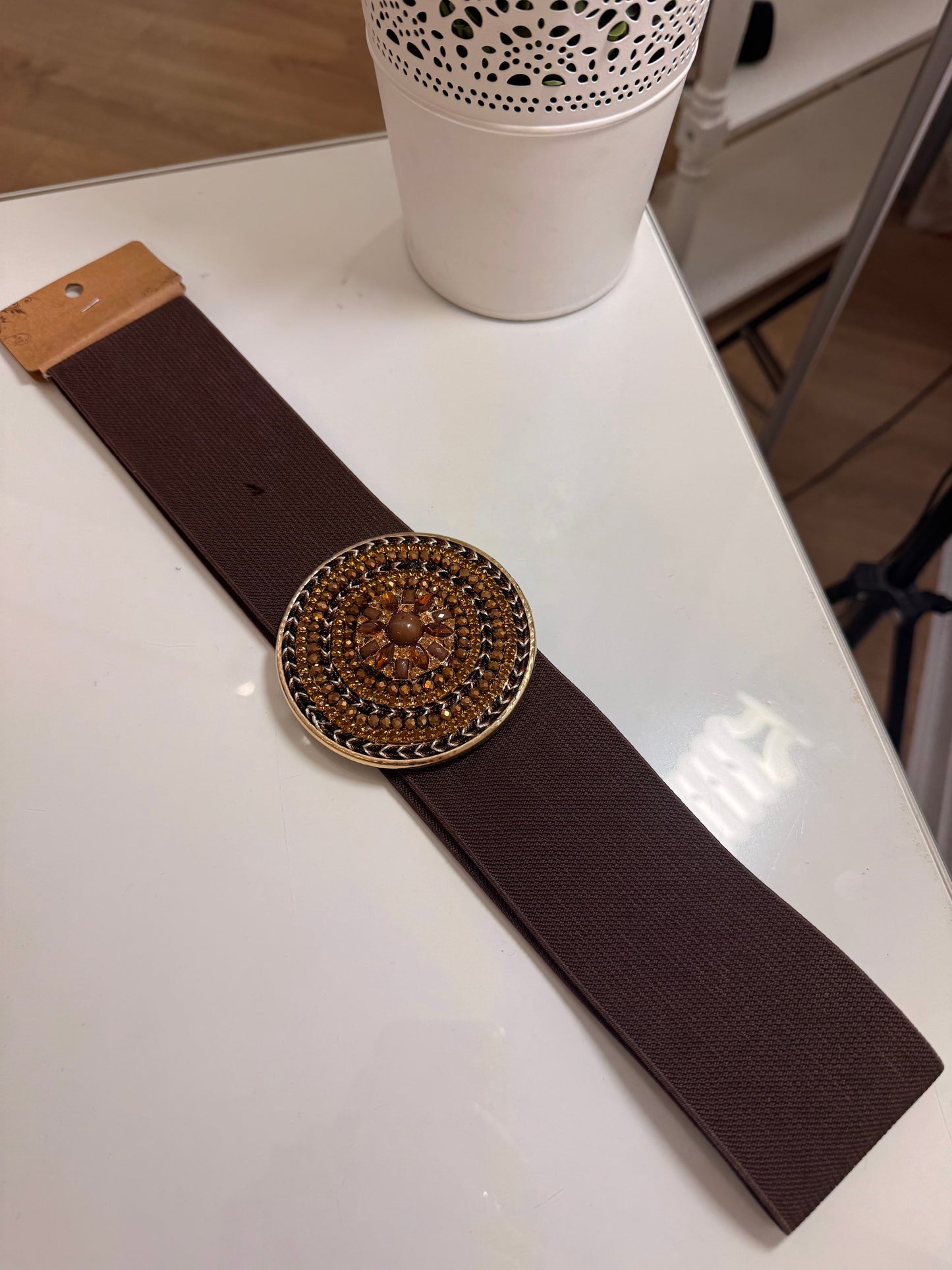 Brown Rosette Buckle Belt