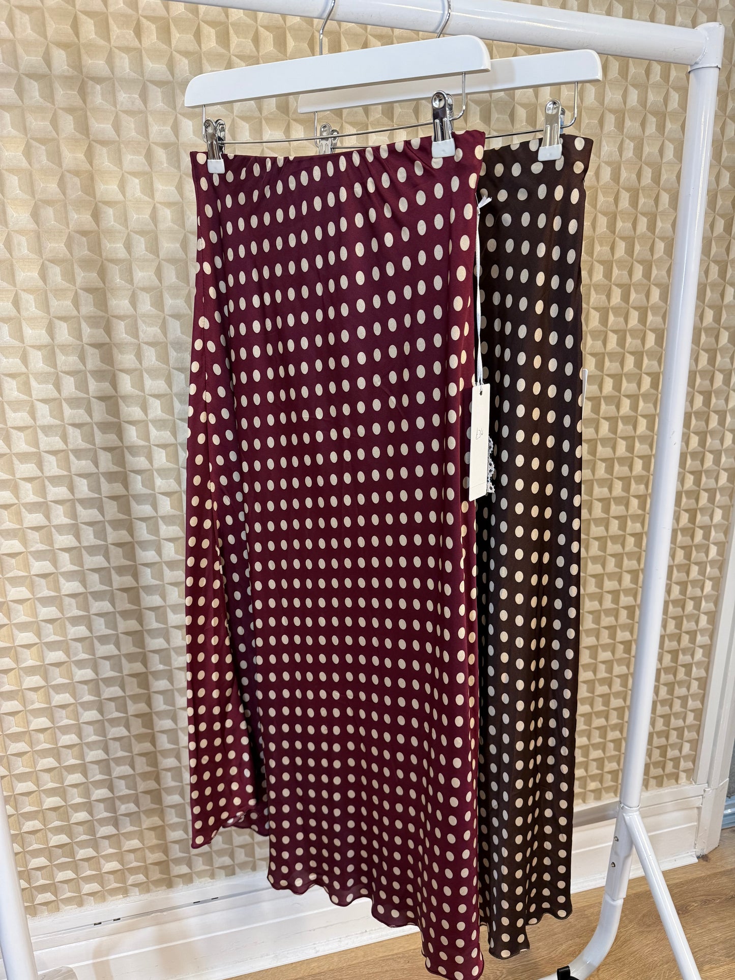 Diverse Wine Polka Dot Silk Skirt