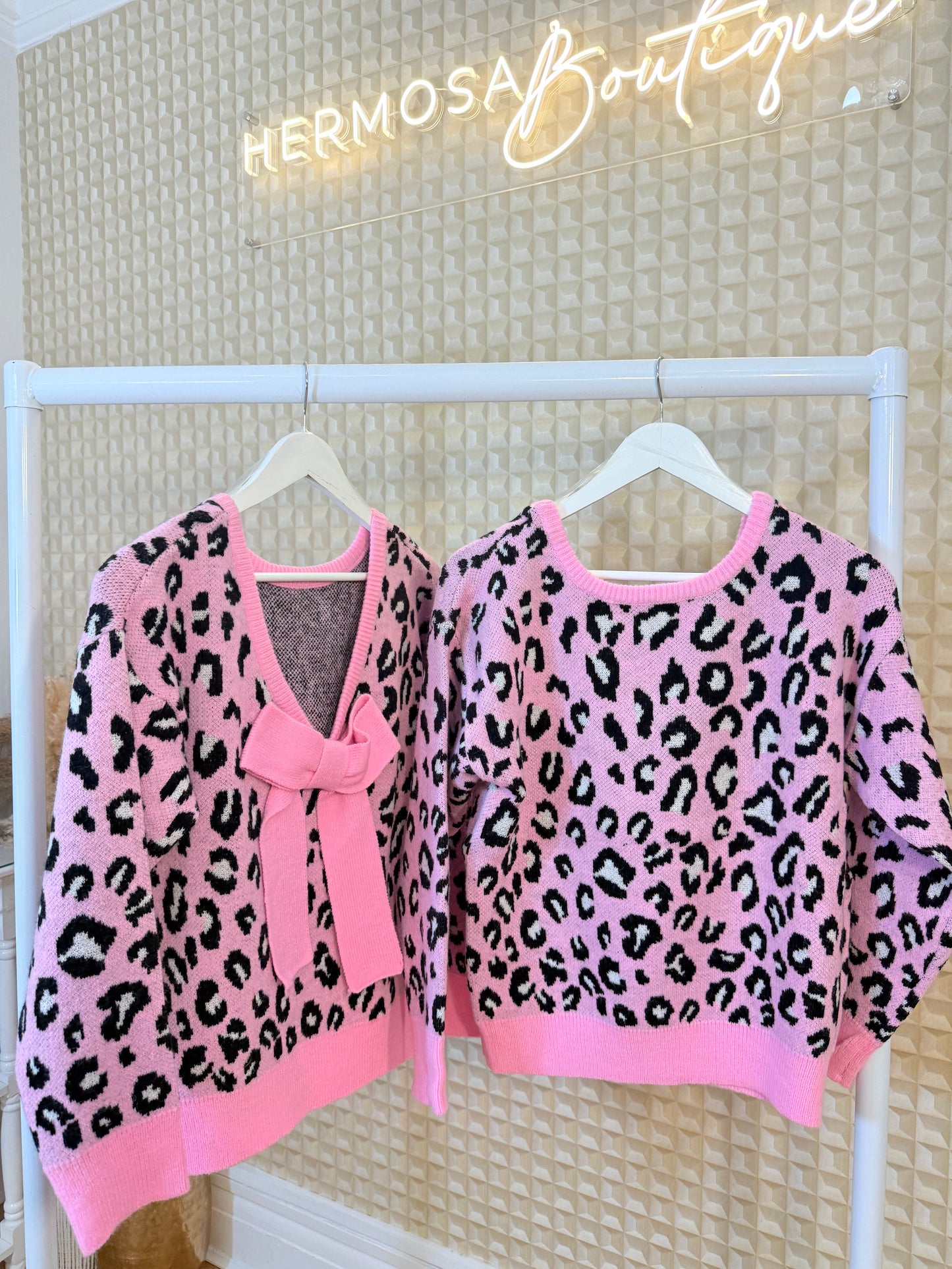 Pink Leopard Bow