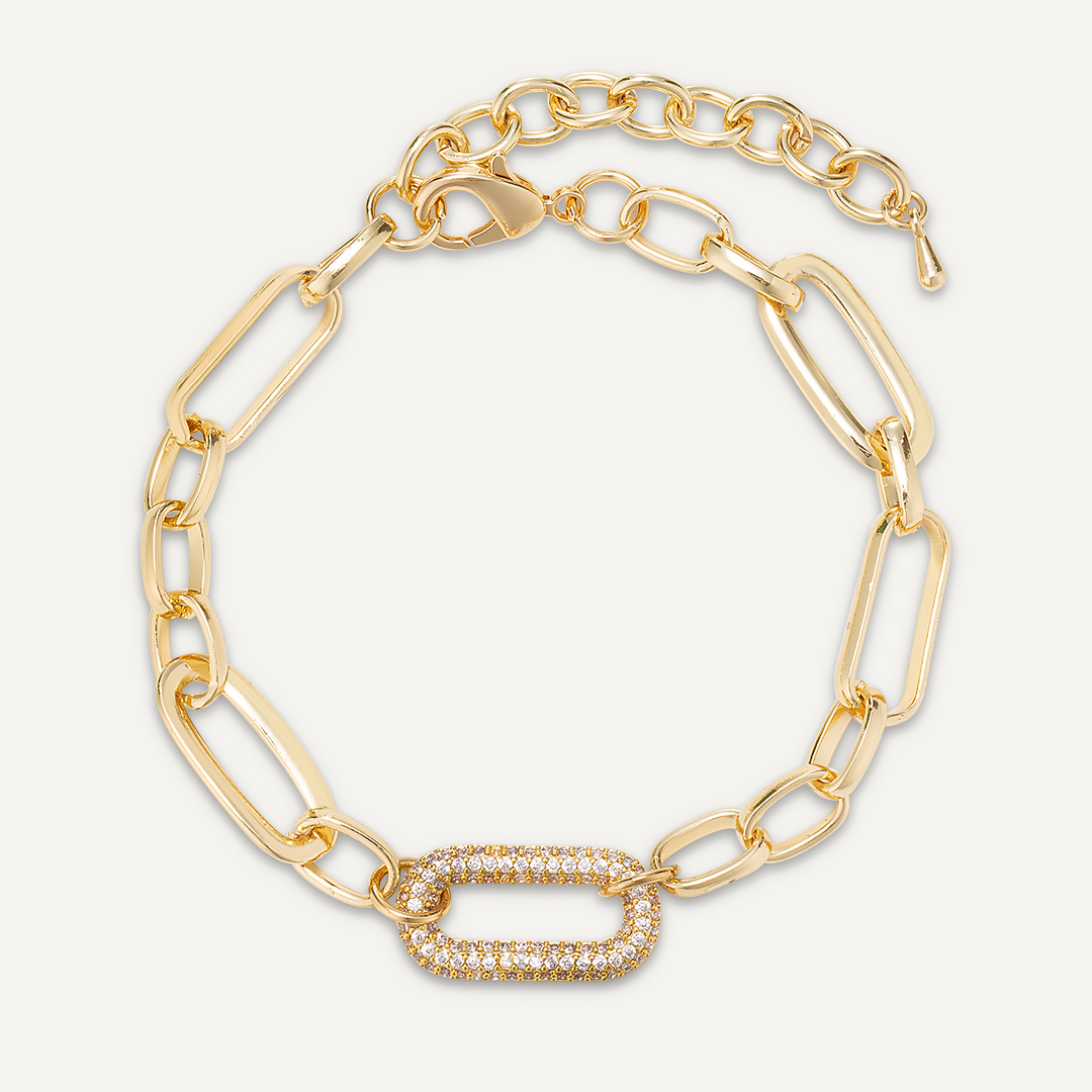 Alesha Crystal Clasp Bracelet Gold