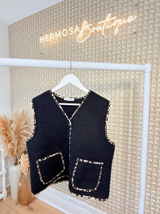 Leopard Trim Waistcoat