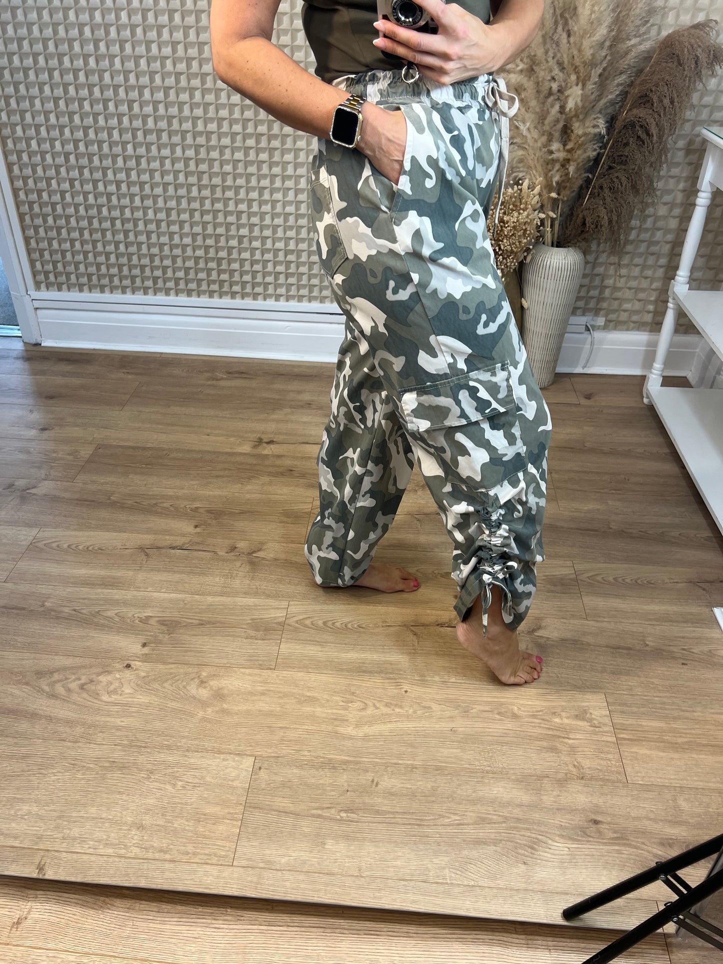 Cargo Camo Ruched Trouser