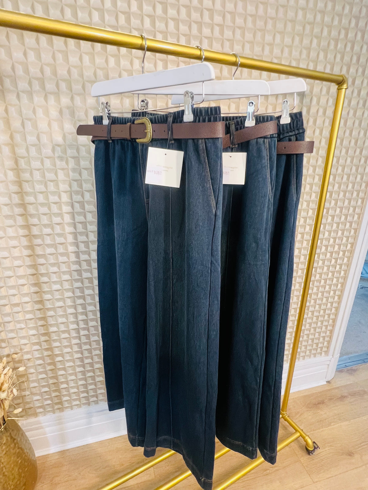 Belted Denim Look Trouser