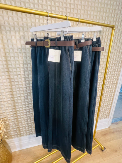Belted Denim Look Trouser
