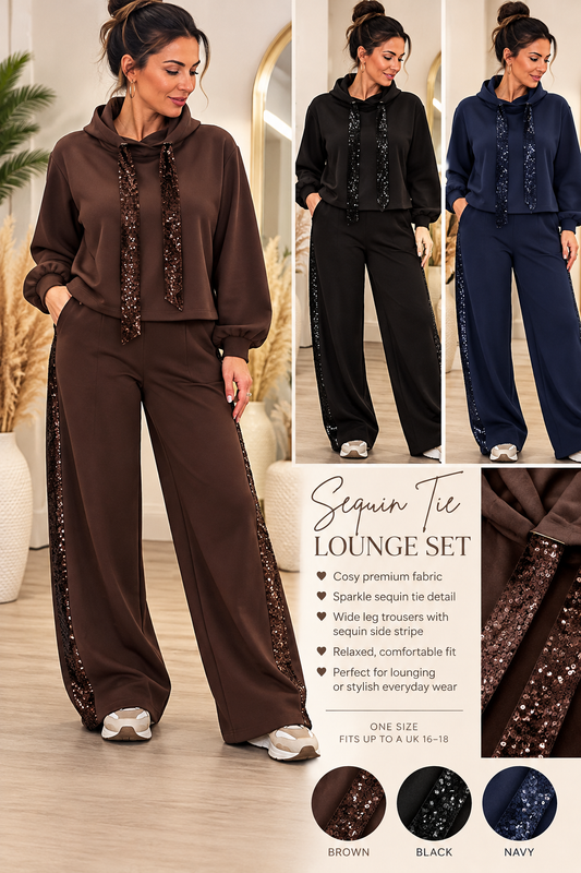 Sequin Tie Lounge Set
