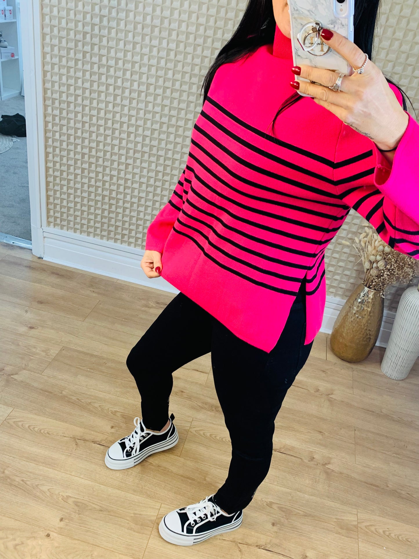 Striped Turtle Neck Jumper