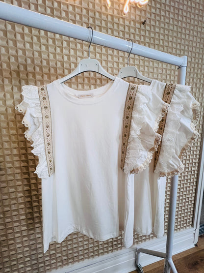 Braided White Frill Tee