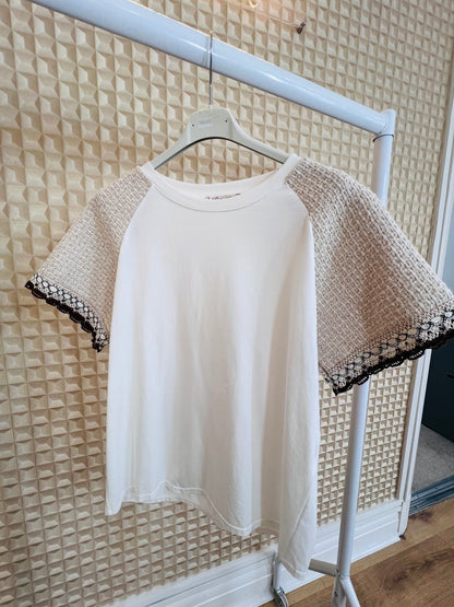 Textured Tweedy Sleeve Tee