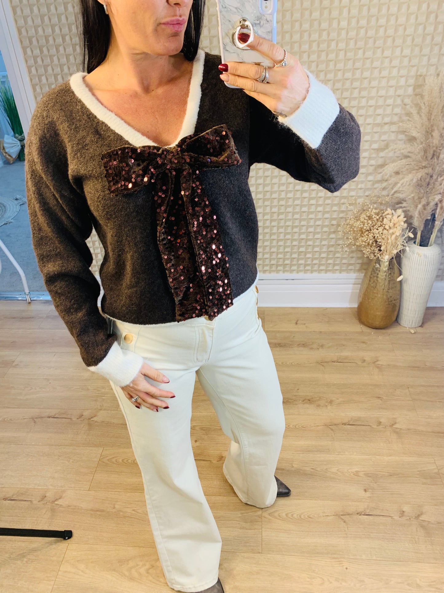Sequin Bow Jumper