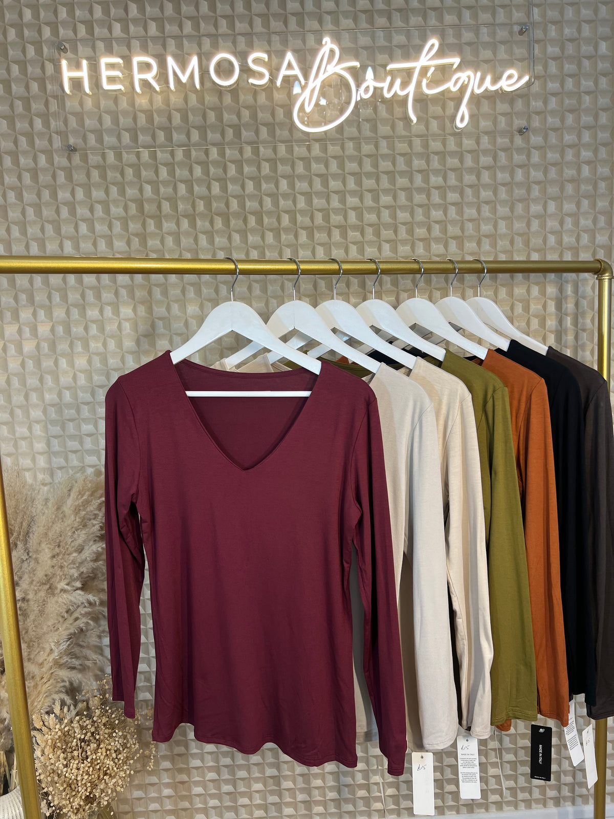 V Neck Basic Long Sleeve Top
