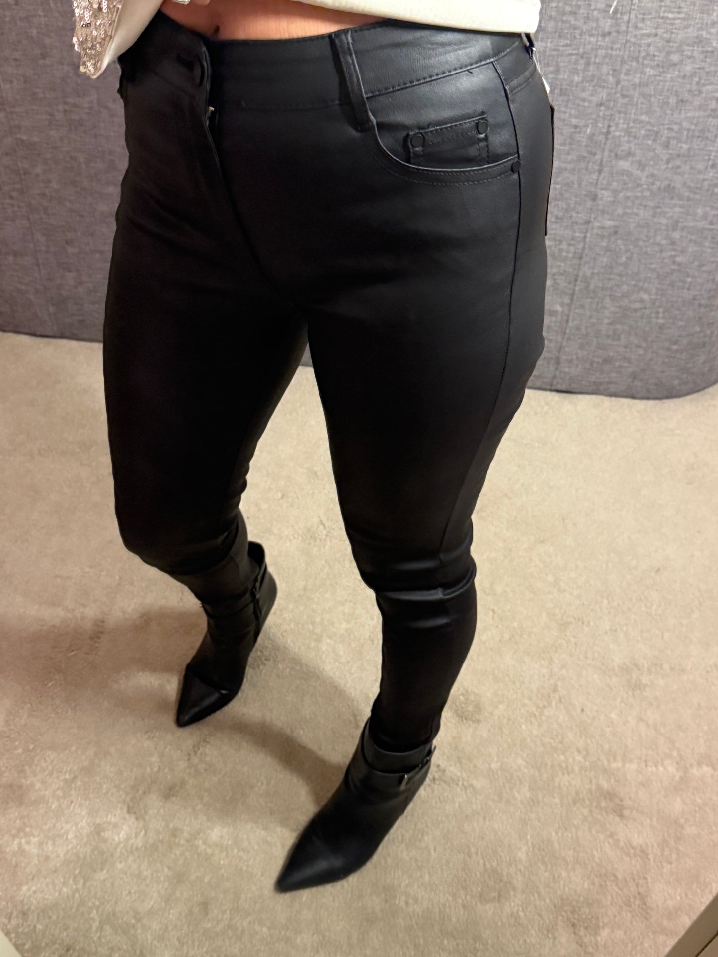 Black Wax Coated Jeans