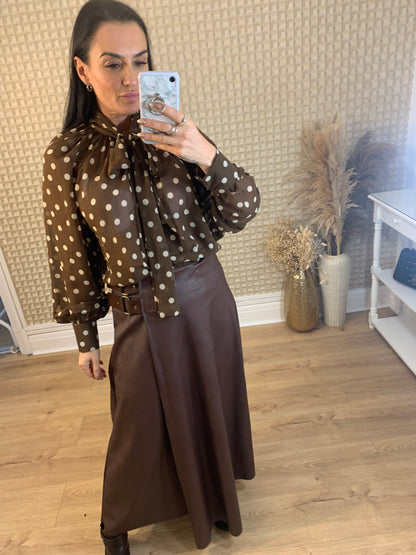 Polka Dot Blouse Brown