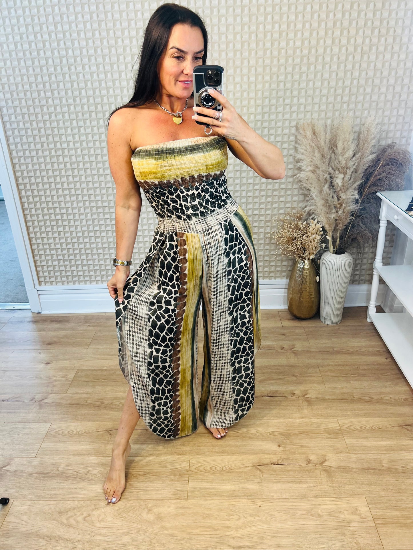 Stripe & Print Jumpsuit