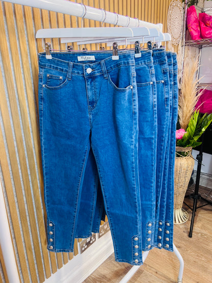 Ankle Button Skinny Jeans