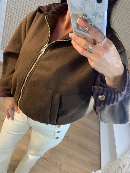 Brown Collared Bomber Jacket