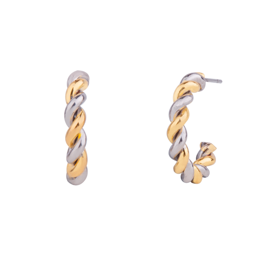Gold & Silver Swirl Hoop Earrings