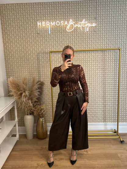 Belted PU Pants