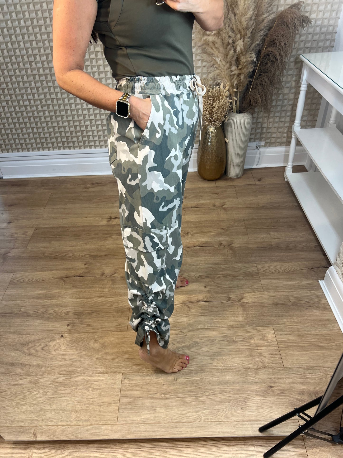 Cargo Camo Ruched Trouser
