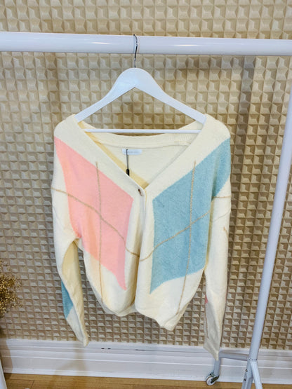 Pink/Blue Flamant Rose Cardigan