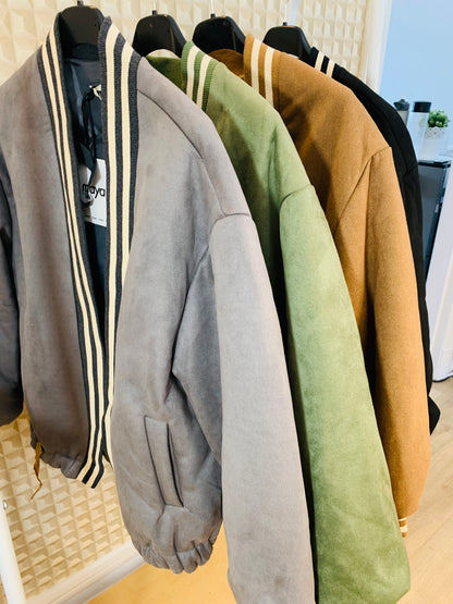 Maya Suede Bomber Jacket