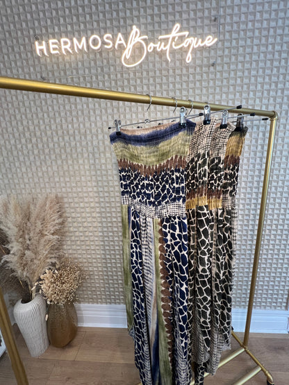 Stripe & Print Jumpsuit