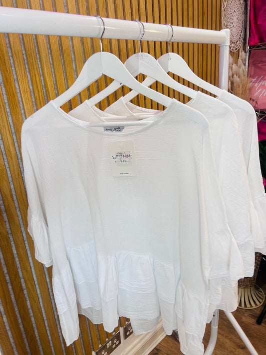 White Frill Top
