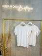 White Studed Sleeved Top