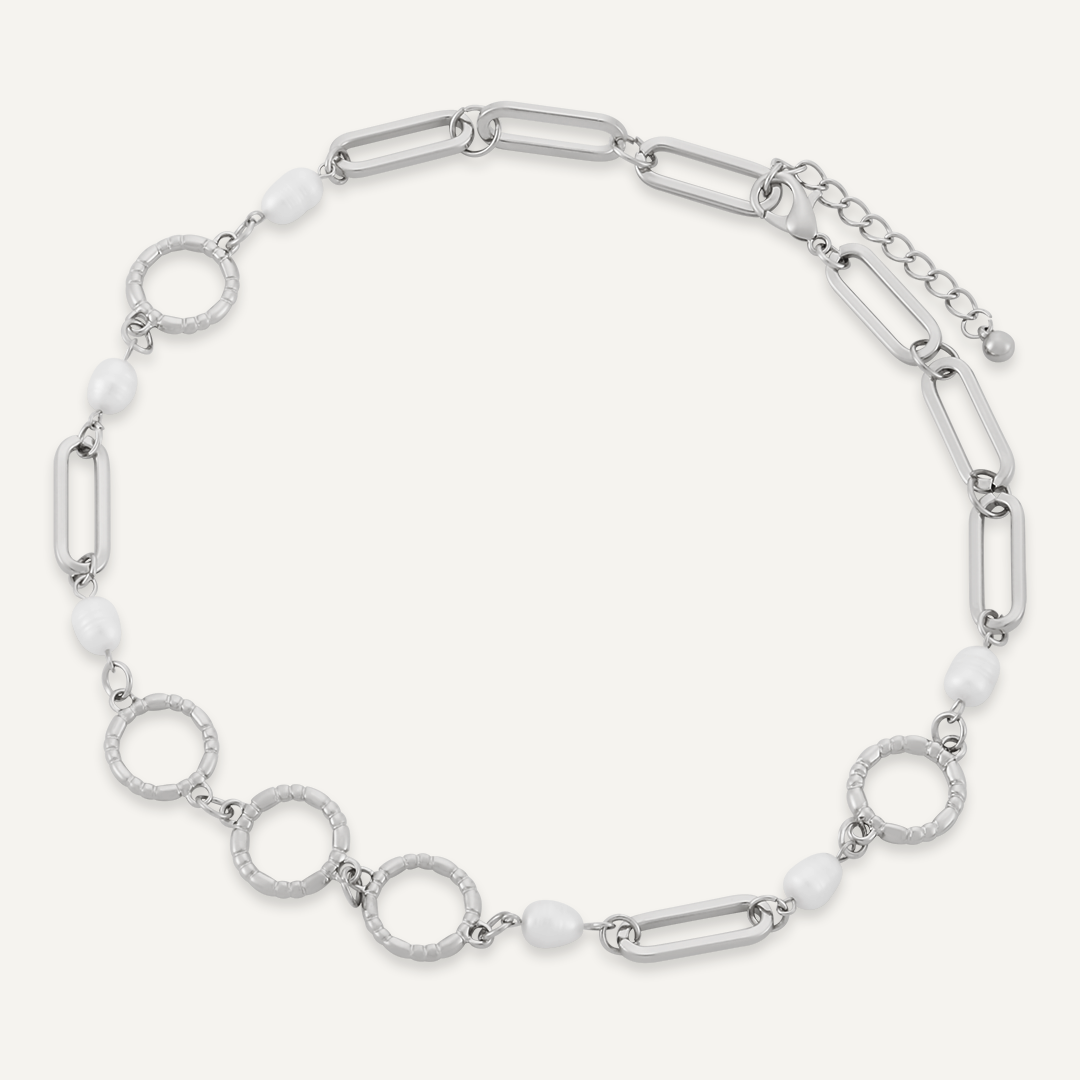 Audrey Faux Pearls Silver Short Necklace