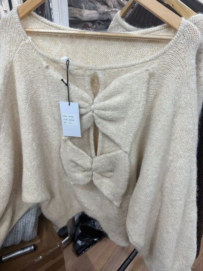 Cream Bow Back Jumper
