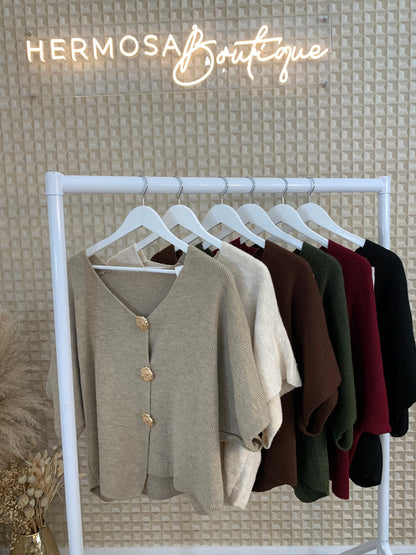 Whittaker Gold Button Cardigan