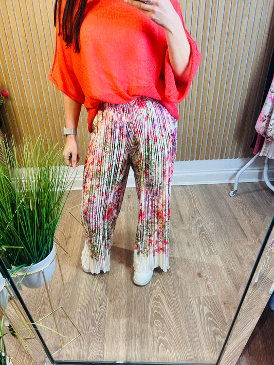 Pleated Flower Trousers