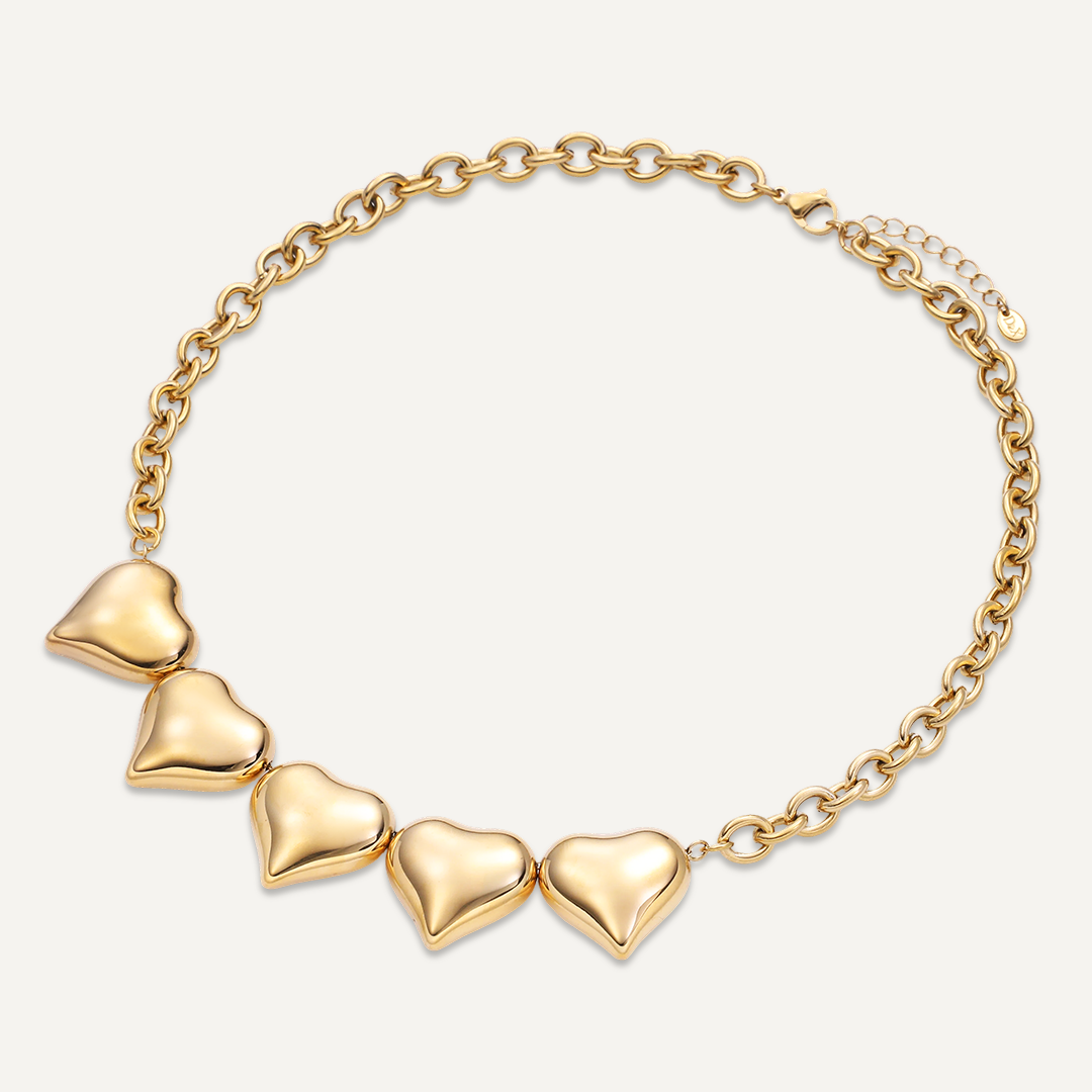 Gold Chunky Chain Heart Necklace