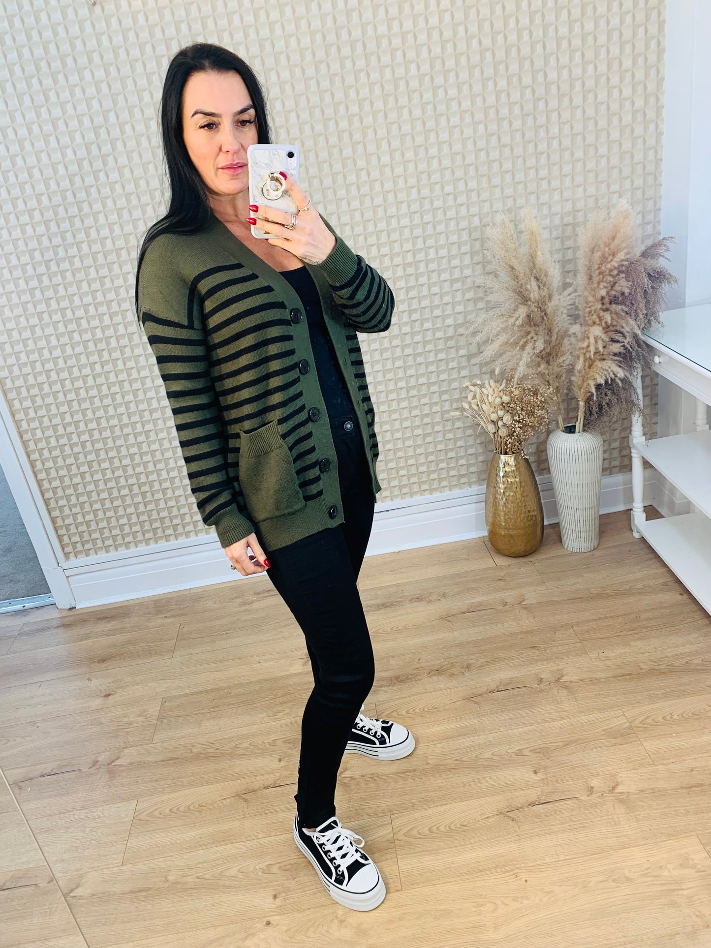 V Neck Striped Cardie