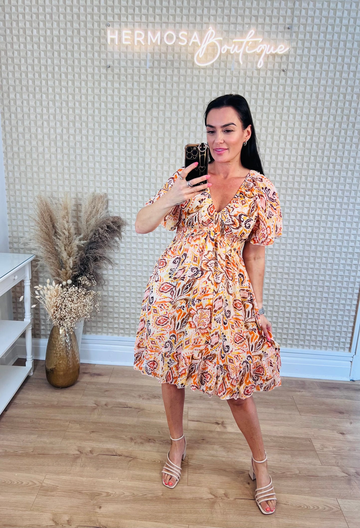 Orange Paisley Mini Dress