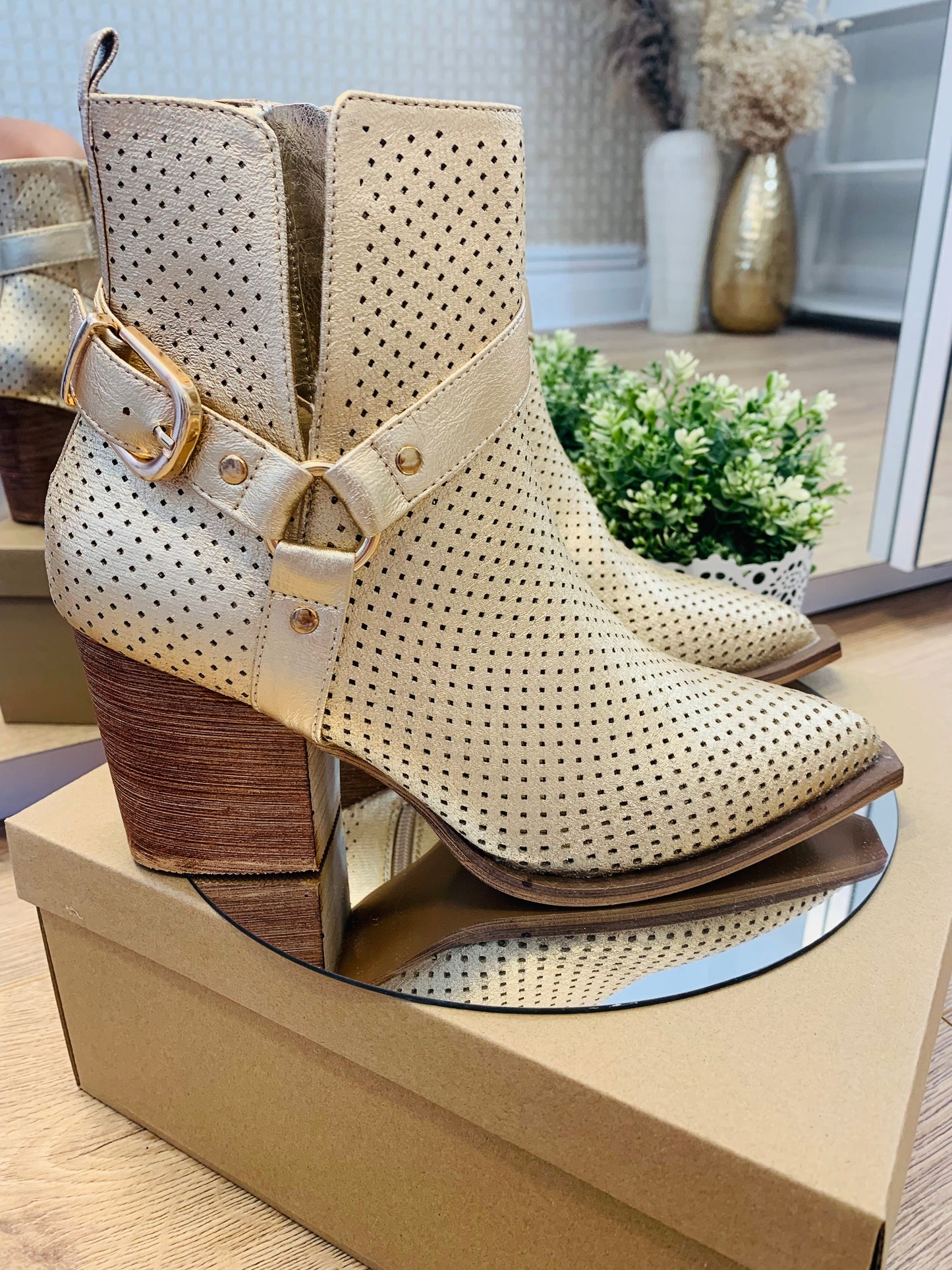 Gold cowboy boots