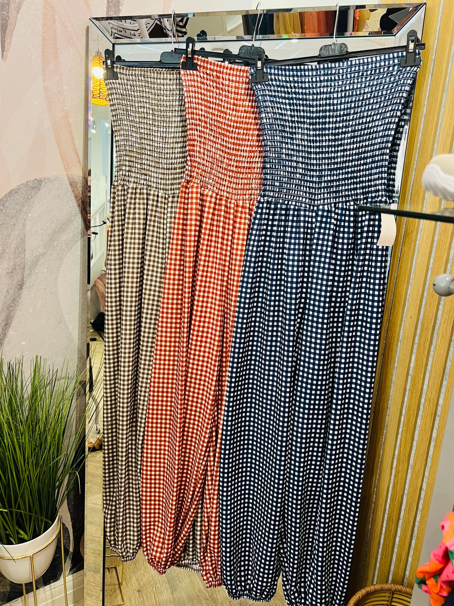 Cuffed Gingham Jumpsuit
