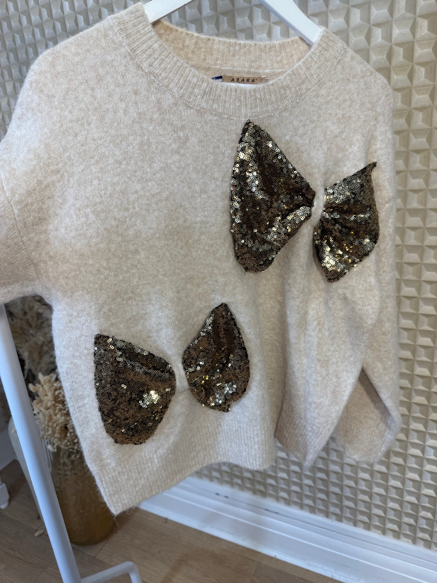 Gold Sequin Bow Jumper