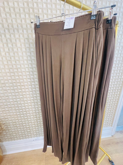 Brown Soft Pleat Palazzo